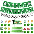 Soccer theme happy birthday party decoration set with banners and cake toppers - Multi Banner and Topper Set