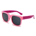 Pink and magenta two-tone kids sunglasses with dark grey protective lenses - Square Collapsible Style / Pink Frame Purple Leg Grey Lens