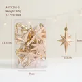 Champagne gold 12-piece Christmas star ornament set with metallic hanging strings - Champagne Octagonal Star / 12pcs