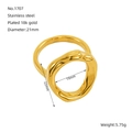 Polished 18K gold plated stainless steel irregular round ring in sleek mirror finish - Irregular Organic Round Style (ZR1707G)