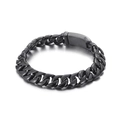 Bracciale da uomo a catena cubana in acciaio inossidabile nero con finitura opaca - Stile Nero Lucido (KB49343-D)