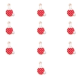 Detailed set of 10 red table tennis paddle charms with gold trim and white pearl accents - Ping Pong Paddle with Pearl Style (9#)