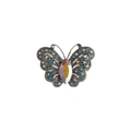 Broche de mariposa plateada con diamantes de imitación verdes y gema marquise - Mariposa de Piedra Principal Marquesa AB con Voluta Hueca