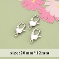 Three 20mm rhodium-plated lobster clasps for jewelry making, silver finish hardware - Lobster Clasp 20mm*12mm