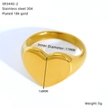 Detailed view of gold heart ring with dimensions 14mm height and 17mm inner diameter - Size 7 Gold (SR344G-2)