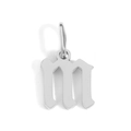Gothic lowercase letter m silver pendant with a polished metallic finish for DIY jewelry - Letter M / Steel