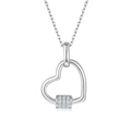 Elegant S925 sterling silver heart pendant necklace with shimmering moissanite accents - Include Chain 45cm / Silver