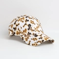 Tie-dye baseball cap with brown and black leopard print pattern on white canvas - Leopard Ink Print