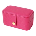 Mini portagioie portatile in pelle PU rosa fucsia con chiusura a bottone dorato - Tipo standard / Carminio Perlato Migliorato