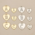 Gold and silver heart initial charms with zircon inlay in various sizes for DIY jewelry - Letter A / Gold