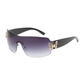 Gafas de sol oversize Y2K sin montura con lentes degradadas púrpuras y detalle de mariposa - C01 Gris Degradado