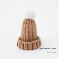 Khaki knitted Christmas hat with white pompom decoration measuring 9cm by 13cm - Large 1 Pc (9cm*13cm) / Khaki