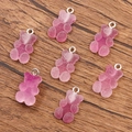 Pendentifs ours en résine dégradé rose-violet avec texture givrée et anneau argenté - Ours Dégradé No.6
