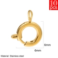 6mm 18k gold plated stainless steel spring ring clasps for jewelry making 10 pieces - 6mm / Gold