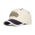 Cappellino bicolore crema e blu navy con ricamo a forma di montagna e testo - Regolabile / Tesa Blu Navy con Beige