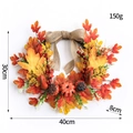 40cm Halloween autumn wreath with pumpkins, maple leaves and a rustic burlap bow - Halloween Wreath Style E