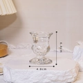 French vintage crystal glass candle holder with embossed pattern, height 6.8cm - Floral Embossed Base Glass Candle Holder