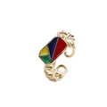 Anello a catena regolabile placcato oro con smalto geometrico multicolore da donna - Aperto Regolabile / Smalto a Contrasto (CR0449YH)