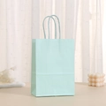 Minimalist light green kraft paper gift bag with matching handles in a cozy home setting - 15*11*6cm / Macaron Green