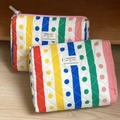 Detail of colorful rainbow polka dot and striped quilted makeup bags with zippers - Rainbow Polka Dot [Clutch Bag]