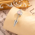Silver cone stud earring with pink flame detail shown against vintage book background - A566-2# Pink (Single)