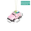 Addobbo Jeep in vetro rosa con bagagli colorati e dimensioni di 10,5x5,5x6cm - SUV rosa