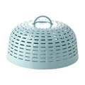 Copripiatto rotondo in plastica celeste con manico e trama intrecciata - Aggiornato / Blu