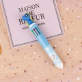 Blue 10-color retractable ballpoint pen with a cute cartoon dinosaur topper for kids - Blue Dinosaur
