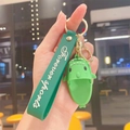 Creative green shark slipper keychain with Forever Sports lanyard for bag charm - Green