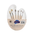 Art painting set with white plastic palette and 6 assorted watercolor brushes - Horse Hair Brush & Palette Set / 6+4 Set