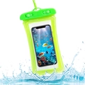 Neon green waterproof phone pouch with secure dual locks and dynamic water splash effect - Air Cushion Style / Green