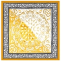 90x90cm Bohemian paisley square silk scarf in vibrant yellow and black floral pattern - Large / Yellow