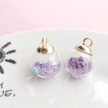 Glaskugel-Anhänger mit lila Stern-Pailletten und goldener Metallöse für DIY Schmuck - 1.6x2.2cm / Lila