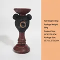 Decorative resin black bear candle holder figurine with wood grain base, 10x8.5x20.5cm - Black Bear