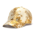 Détail d'une casquette en coton avec texture jacquard florale dorée de haute qualité - Taille Unique (56-60cm) / Beige Doré Avec Fleurs Dorées (Style D)