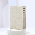 Minimalist off-white stone pattern card holder with crocodile texture on display stand - Off White