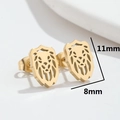 Golden lion head stud earrings in minimalist cutout design, size 11mm by 8mm - Lion/Wolf Gold