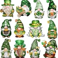 Set of 12 Saint Patrick's Day wooden gnomes with green hats and lucky shamrock patterns - St. Patrick's Day Leprechaun (24PCS)