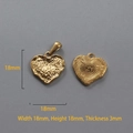 Detailed view of 18k gold plated heart pendants with molten texture and 18mm dimensions - P00034G-Square Heart Smooth 18x18