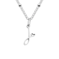 Elegant silver stainless steel necklace with letter J heart pendant and beaded cable chain - Letter J / Silver