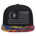 Cappellino snapback nero con visiera stampata e ricamo bandiera malese sul davanti - Bandiera della Malesia Grigio