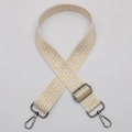 Ethnic geometric woven shoulder strap in cream with yellow and blue rhombus patterns - No.635 Rhombus Pattern - Gunmetal Hook