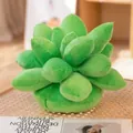 Lush green succulent plush pillow with thick layered leaves on a soft fabric base - Grass Green