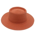 Classic caramel woven flat top straw hat with wide brim for summer vacation sun protection - One Size / Caramel color
