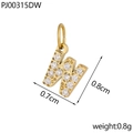 Macro detail of gold letter W pendant with micro pavé zircons and dimensions 0.8cm - Letter W / Gold