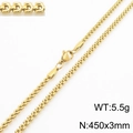 Collar de cadena de espiga en acero dorado con cierre de langosta, 450x3mm, peso 5,5g - 450*3mm / Dorado