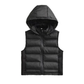 Chaleco acolchado negro con capucha para mujer y cremallera en tejido cortavientos - XS / Negro