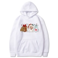 Felpa con cappuccio natalizia bianca con stampa grafica di latte e biscotti festiva - S / Bianco