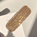 Pasador de pelo rectangular minimalista con pedrería champán en cartulina blanca - Estilo 11 [Café Claro]