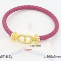 Bracciale intrecciato rosso rosa con chiusura dorata e zirconi scintillanti - Rosa Rosso